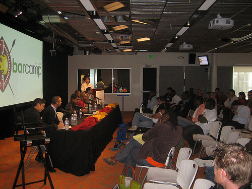 Barcamp Africa at Google HQ 2008, Jon Gosier, Guy Kawasaki, David Kobia, and Martin Fisher